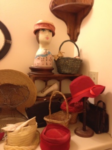 Vintage hats - hidden away in the lady's room